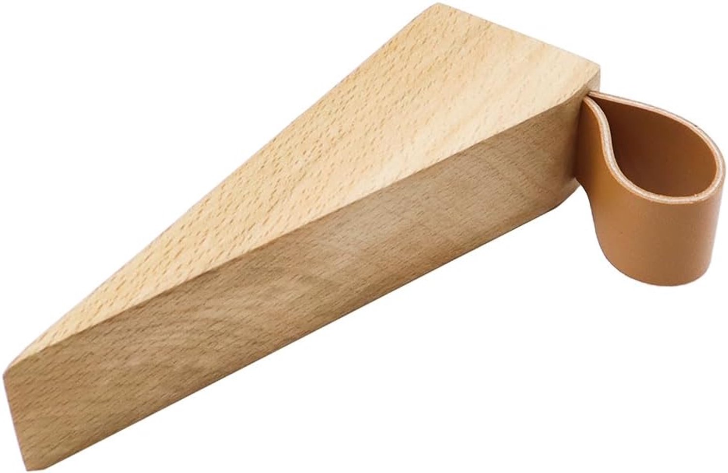 Deurstopper wig - grote antislip houten deurstopper - lederen band - ideaal voor slaapkamer - ServiceTopper