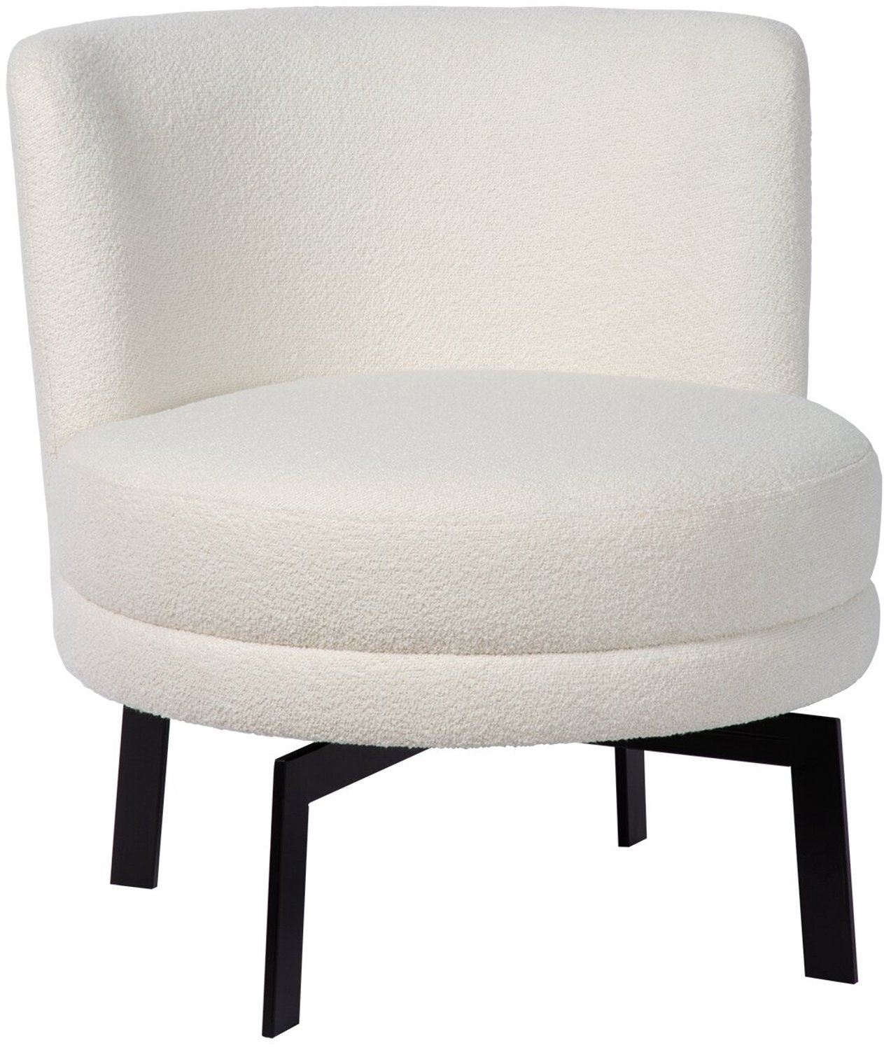 Atmooz - Fauteuil Felix Ivory - Bouclé - Zwart Metalen Onderstel - Trendy & Multi-inzetbaar - Wit - Woonkamer