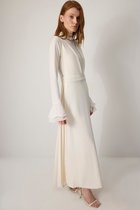 Touché Privé - Crepe jurk met plooien - Crème - Dames