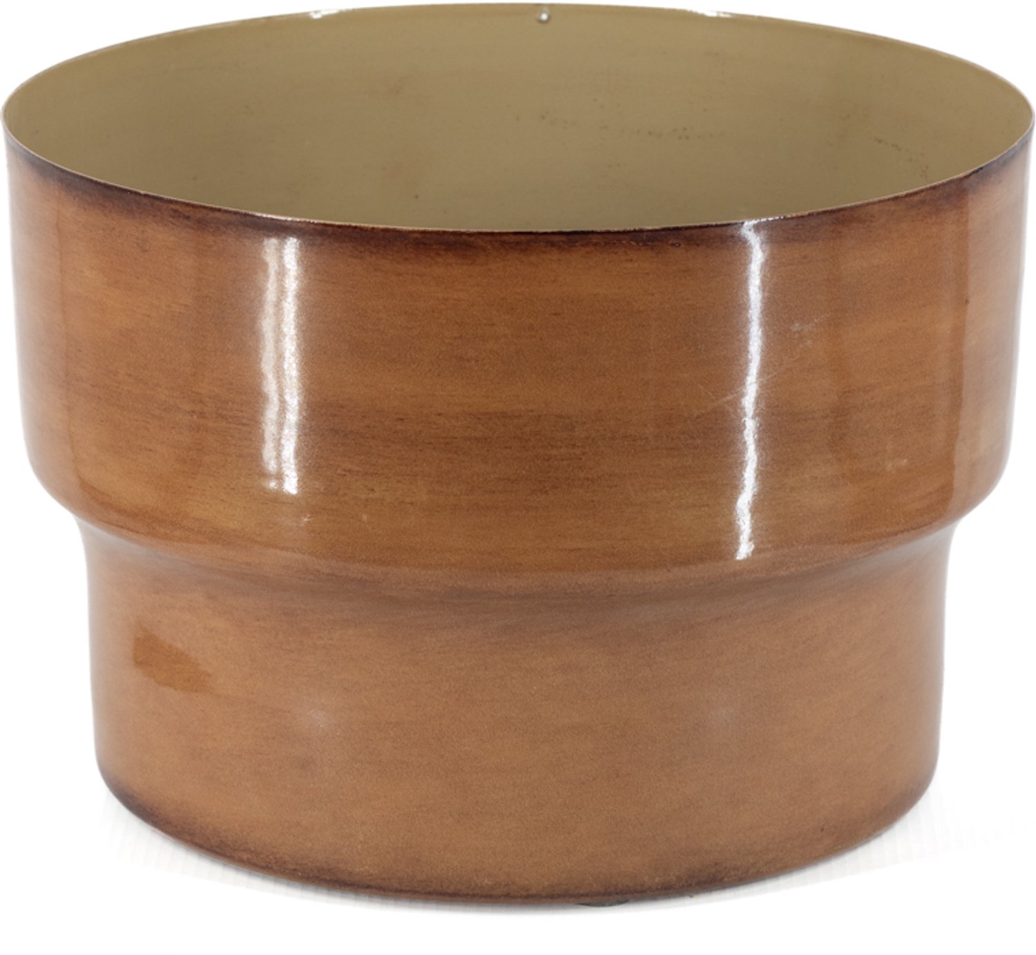 Metalen bloempot amber