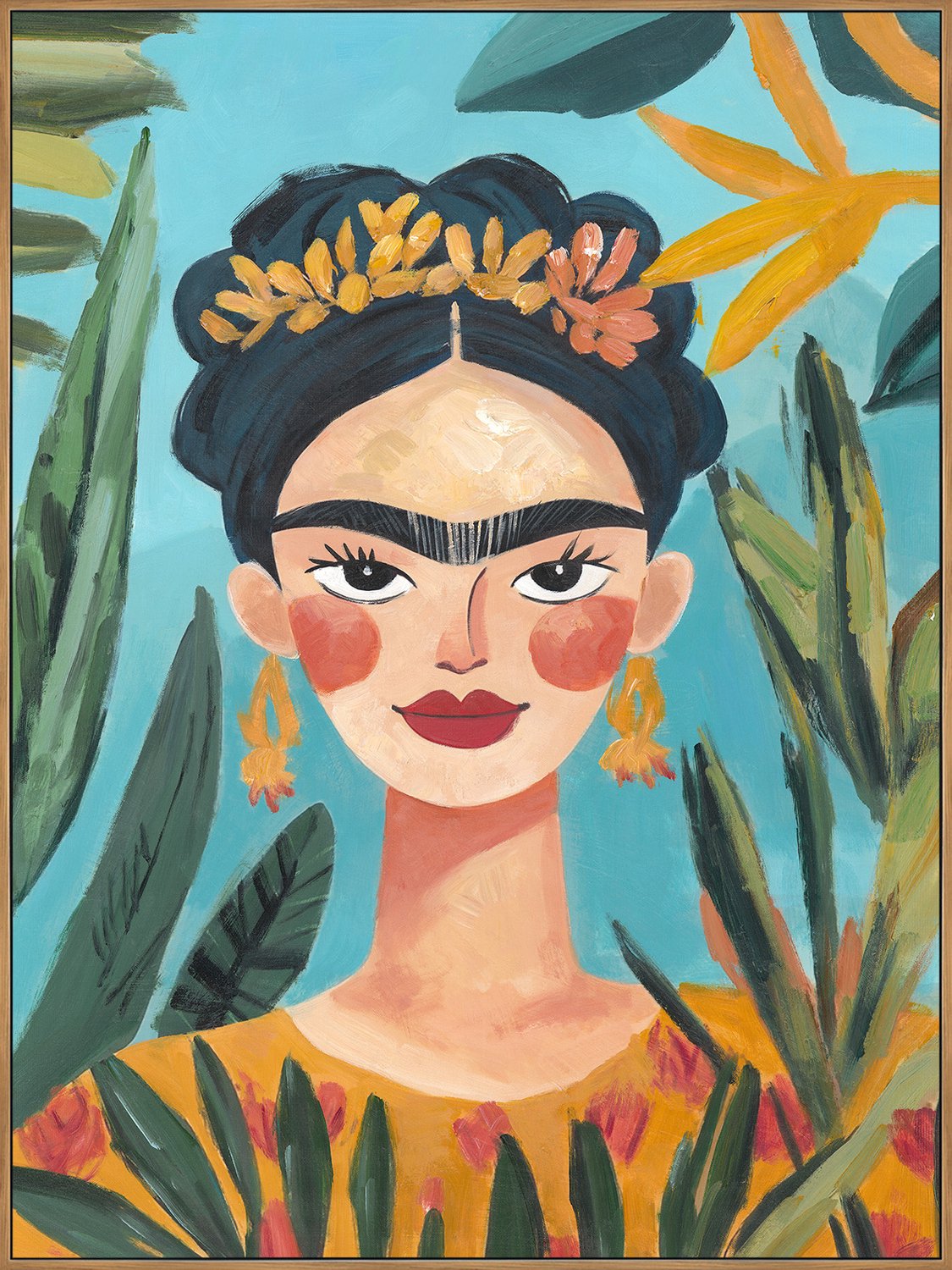 homebound by ky Schilderij met frame Frida Kahlo Meerkleurig