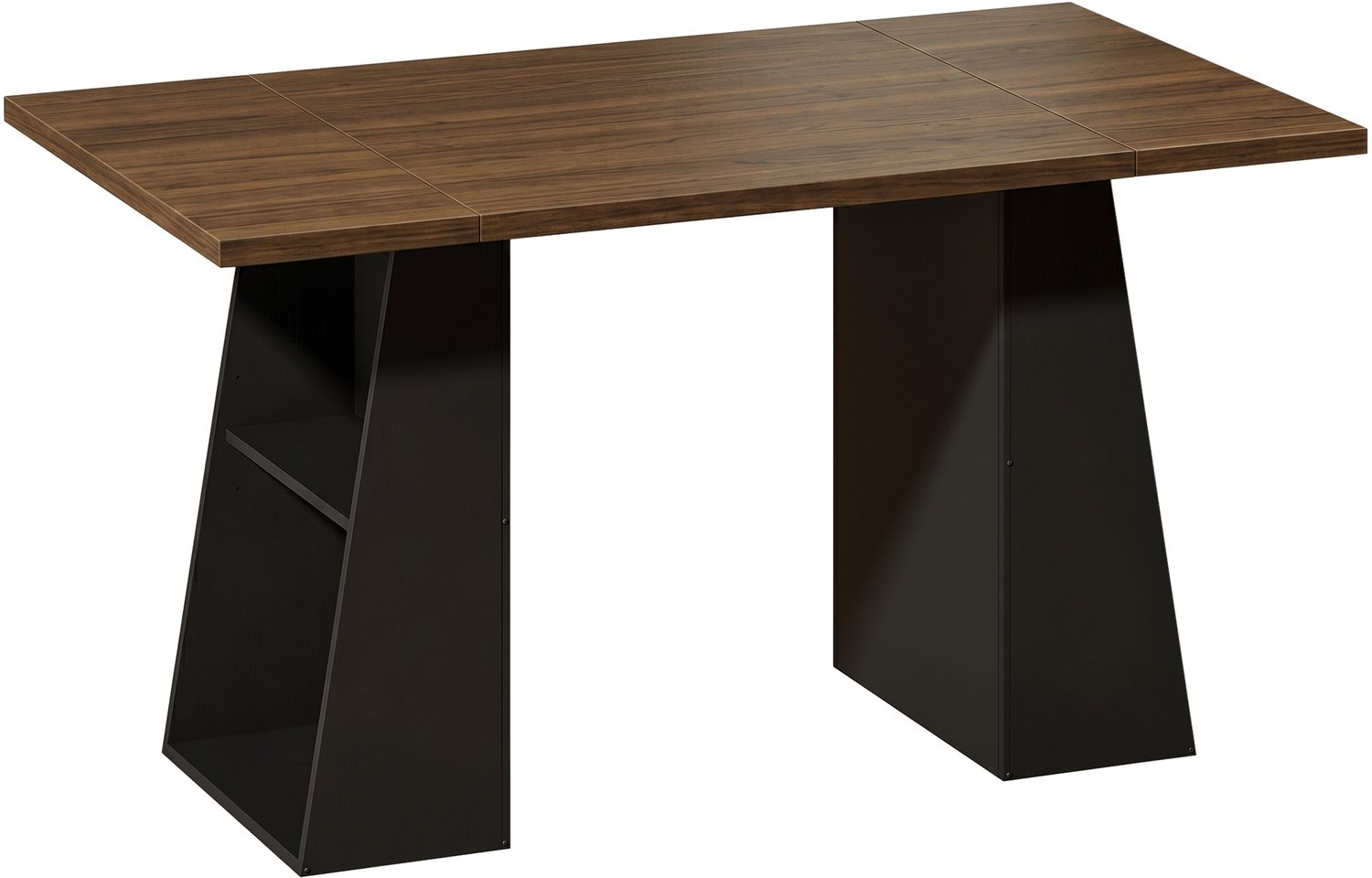 Homona Industrie-stijl bureau met 4 open planken - In hoogte verstelbare legplanken - 140 x 78 x 75 cm - Bruin/Zwart