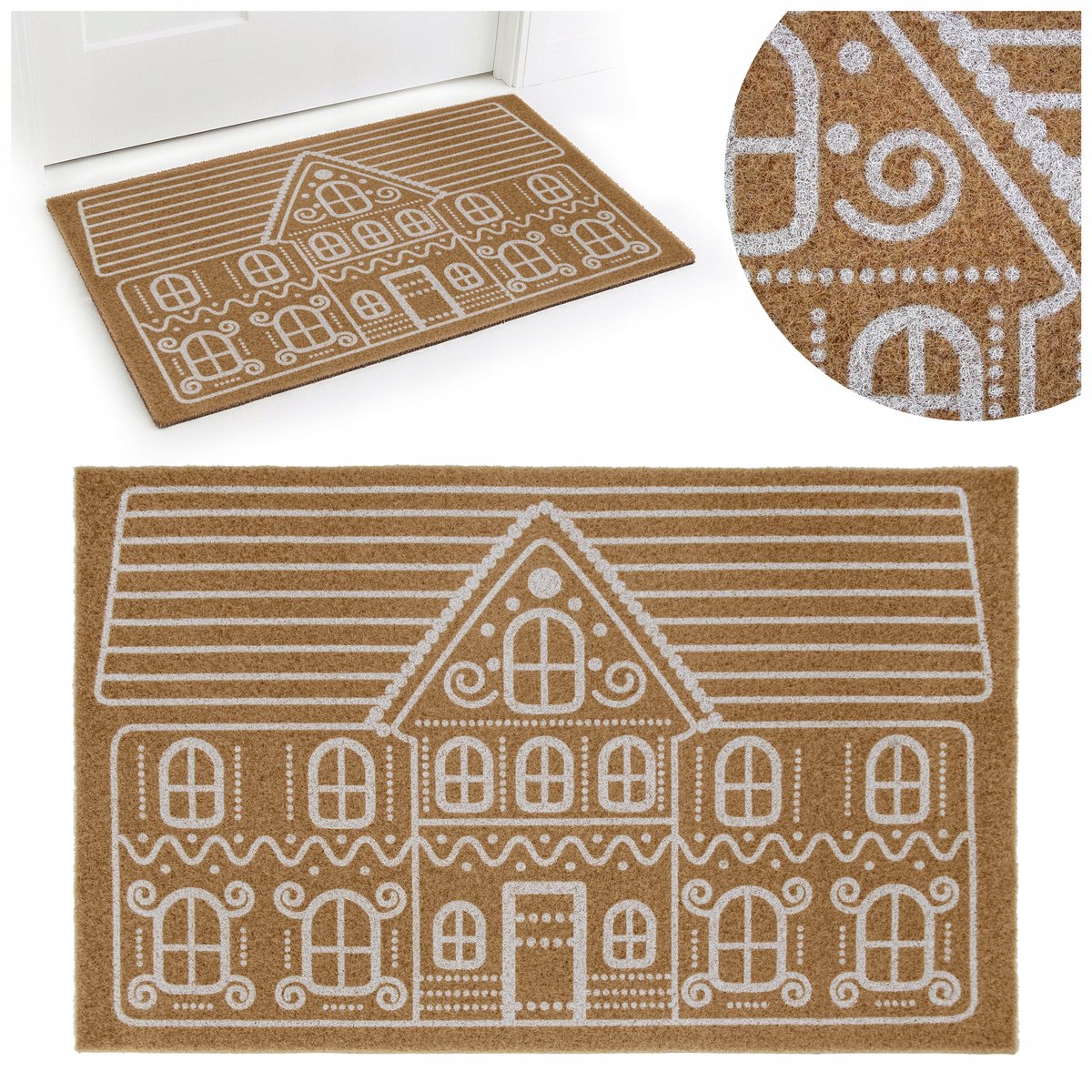Kerst Kokosmat 'Gingerbread House' 50x80 cm - Welkomstsfeer