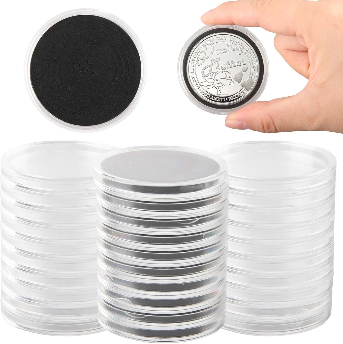 30 Stuks Coin Capsules voor Munten, 45 mm, 5 Maten voor Bewaring en Verzamelingen, Ideaal voor Herdenkingsmunten en Zilveren Munten