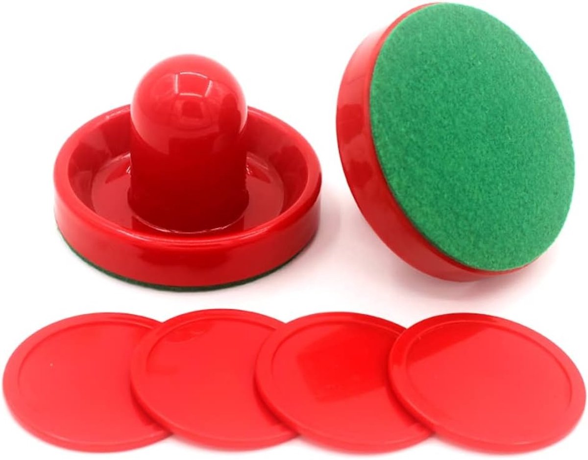 Set van 4 Tafelhockey Pushers en 8 Flanellen Pucks voor Airhockey Spellen, Perfect voor Gezellige Avonden