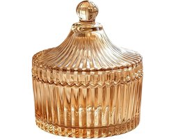 Elegante glazen snoeppot met deksel van 300ml - Decoratieve opbergdoos voor koekjes, thuis en op kantoor, perfect voor bruiloften en feesten