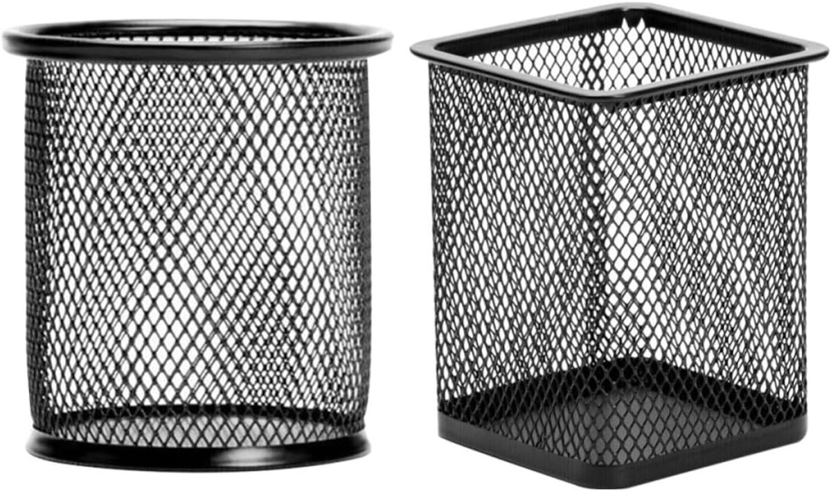 Pennenhouder Set - Bureau Organizer - Bureau Opruimen - Stevig Gaasontwerp - 2 Stuks - Zwart
