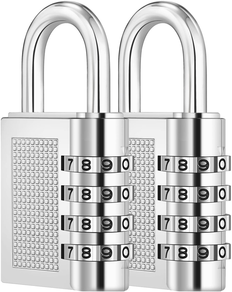 Hangslot met cijfercode - Zilverkleurig - 2 stuks