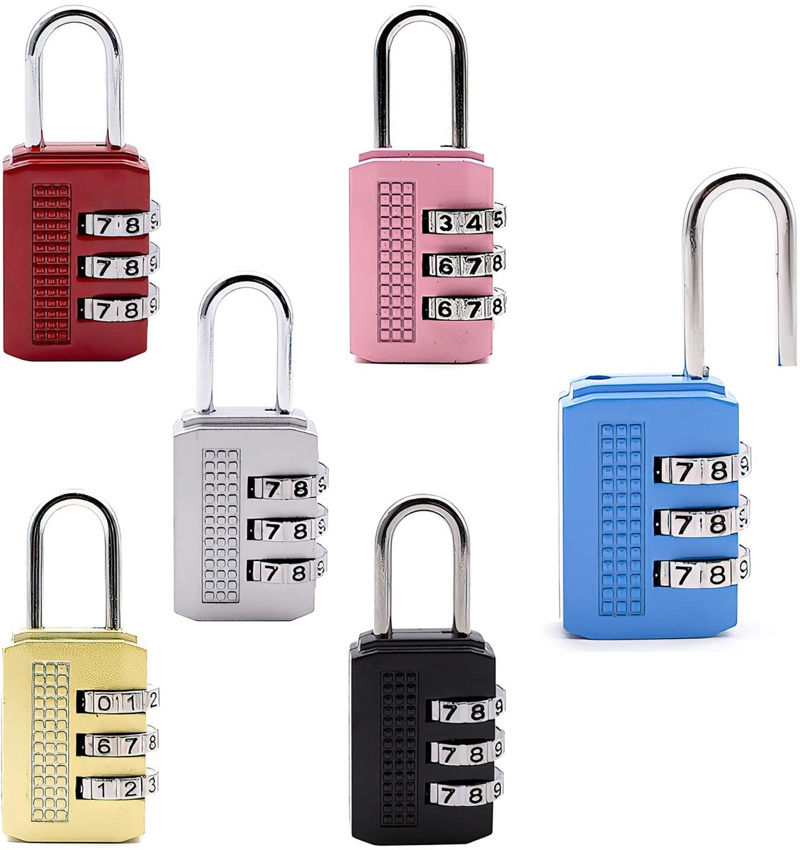 Hangslot - Met cijfercode voor bagage, reistassen, kluisjes, koffers en de sportschool - 6 Stuks, Klein