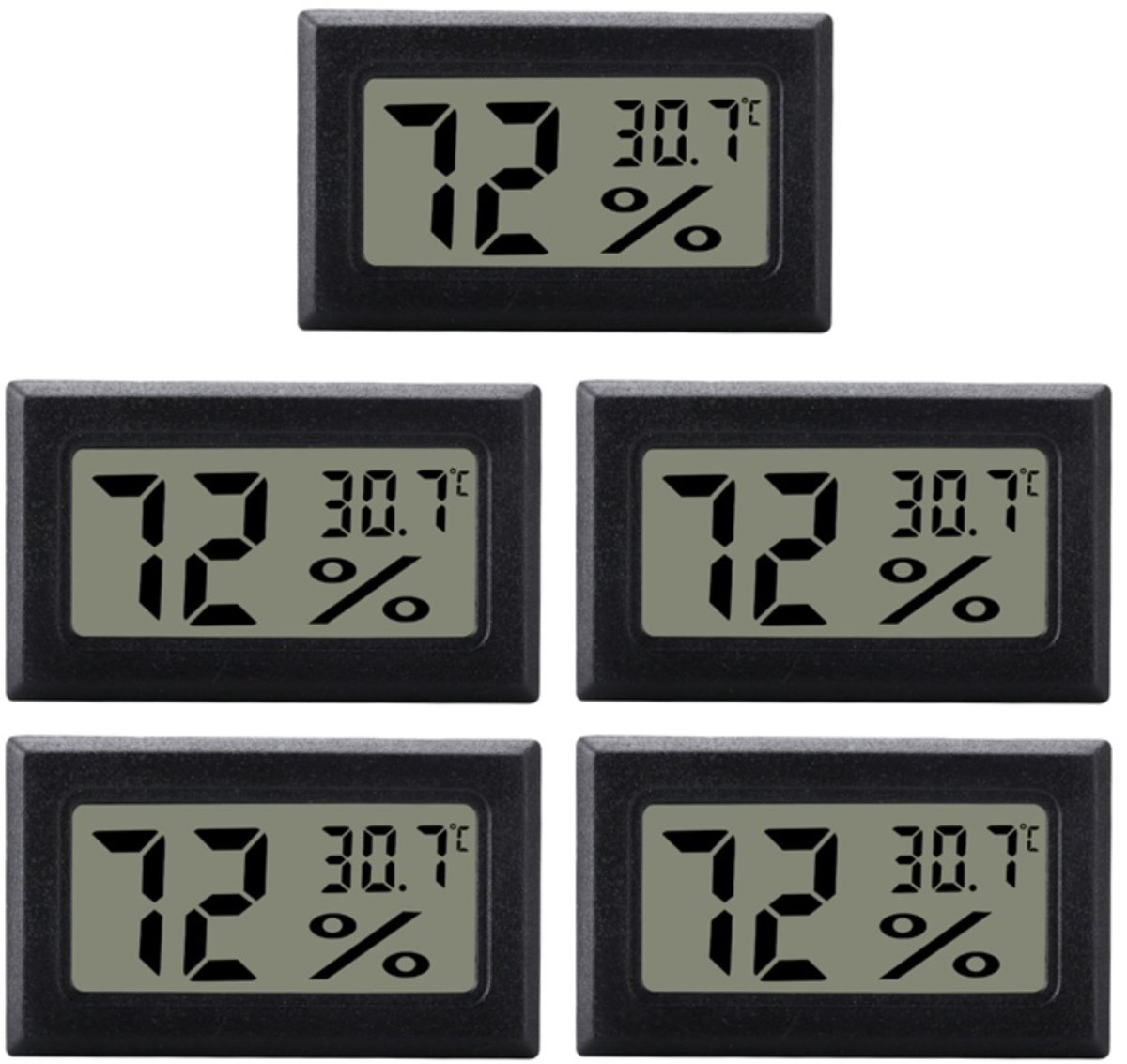 Mini digitale hygrometer / thermometer 5-pack