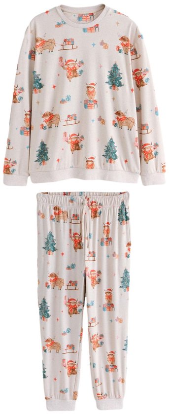 Next - Heren - Matching Family kerstpyjama met lange mouwen - Crème