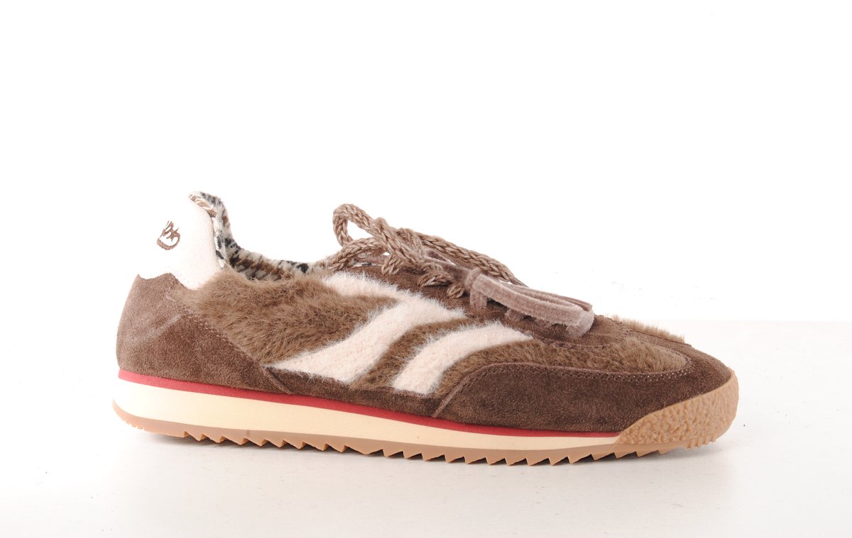 MRP dames sneaker Utah suède en wol bruin en beige