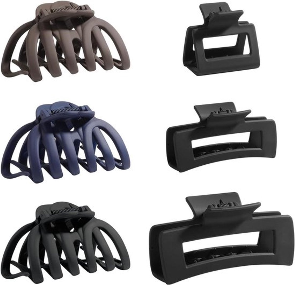 Allecto Plus - Haarkrabben Set 6 Stuks voor Dik Haar Neutrale Kleuren Sterke Grip