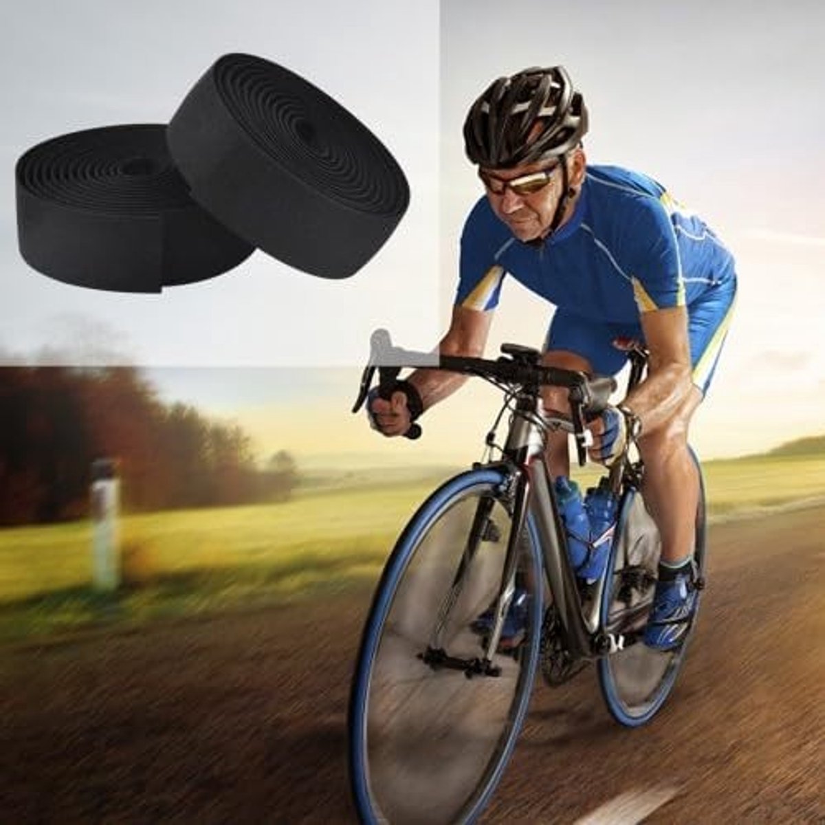 Fietsbandenset met 2 wielen, handvatband, schokabsorberende banden en elastische EVA-wrap voor optimale grip en veiligheid