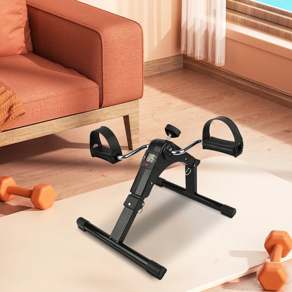 Bruinsma INEX Hometrainer - Mini Hometrainer Stoelfiets - Arm en Beentrainer – Inklapbaar – LCD Display – Verstelbare Weerstand – Zwart