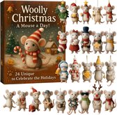 Adventskalender Muizen 24 Dagen - Met 24 Acryl Muizenfiguren en Hangers - Kerst Aftelkalender - 2D Muizen Kerstornamenten voor Kerstboom - Kerstdecoratie voor Huis Deur Raam en Kamer