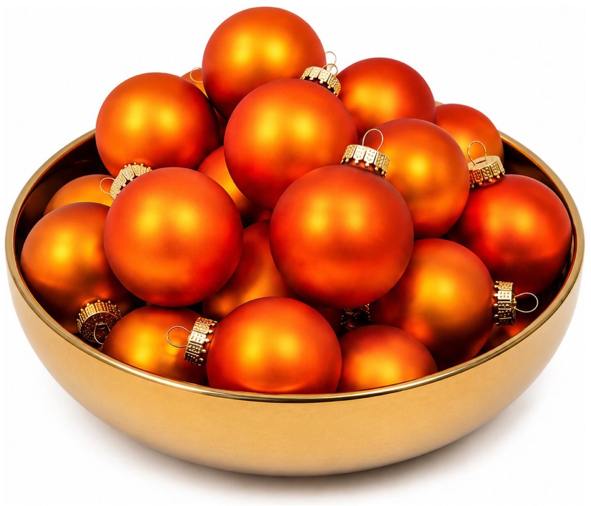 Krebs Kerstballen - wildfire velvet oranje - 24x - glas - 7 cm -