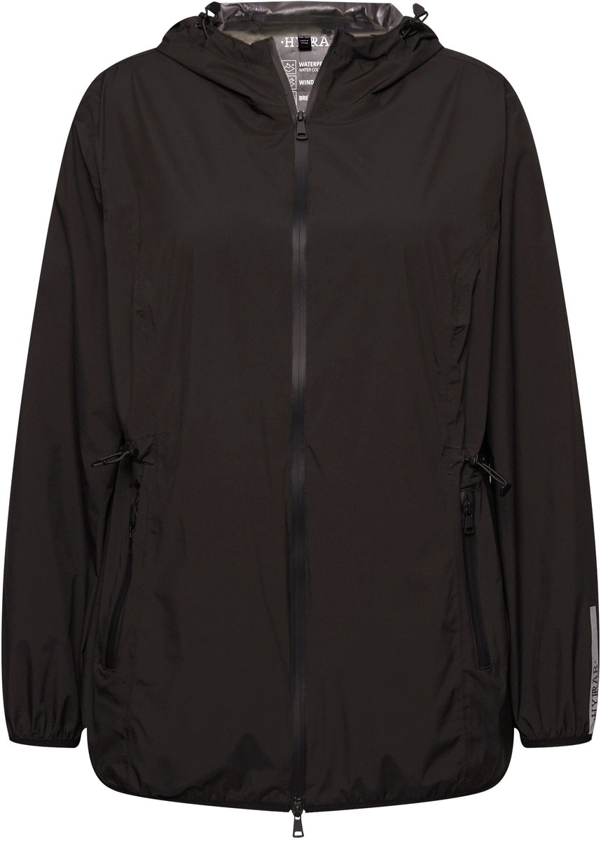 Ulla Popken - Dames - Regenjas licht capuchon waterdicht opbergbaar - Zwart - Maat 54+