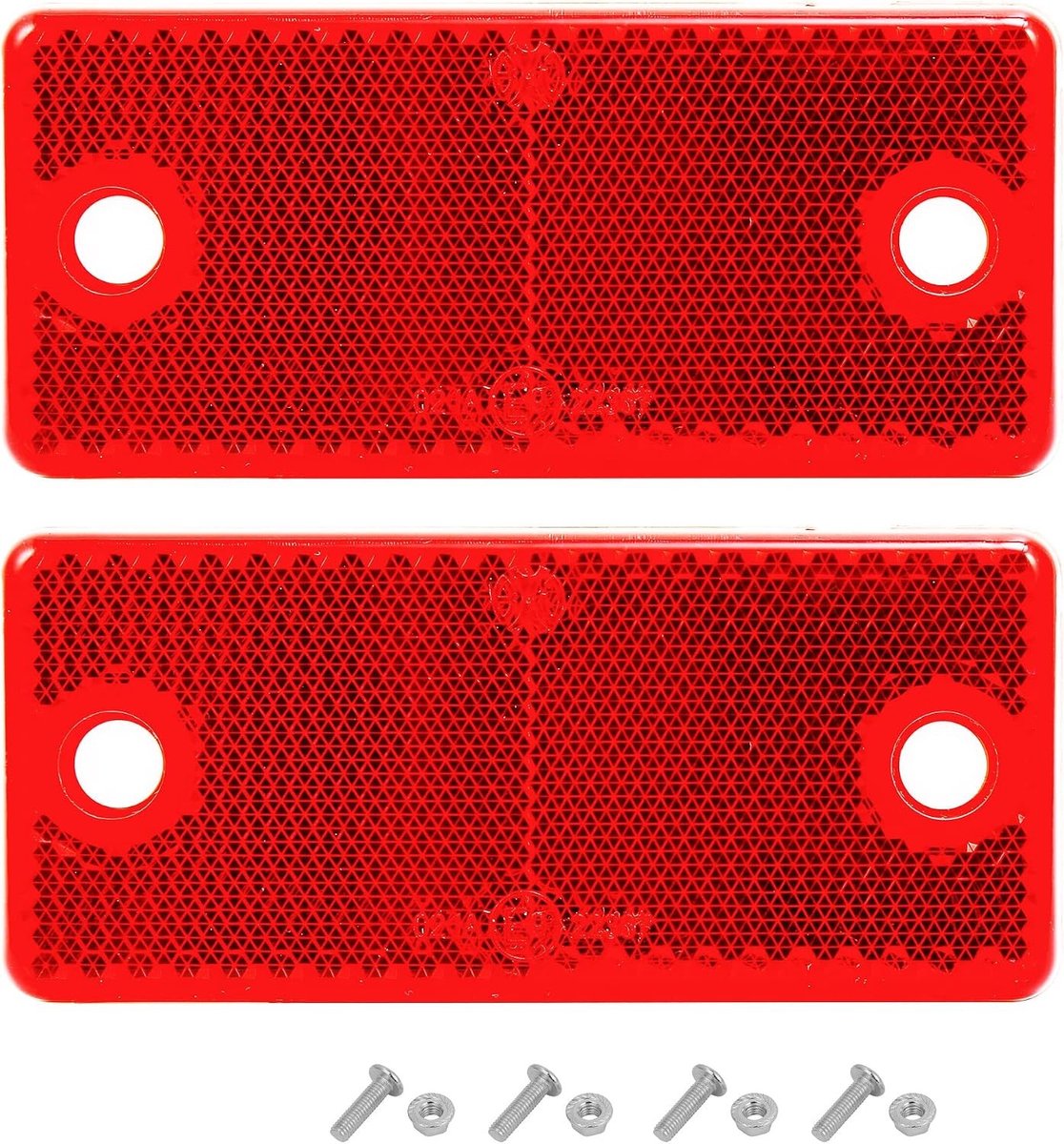 Set van 2 E-goedgekeurde Reflectoren, 90x40x8mm, Reflecterend Rood voor Aanhangwagens, Tractoren en Poorten, Achter Cat Eye Reflectoren voor Bevestiging