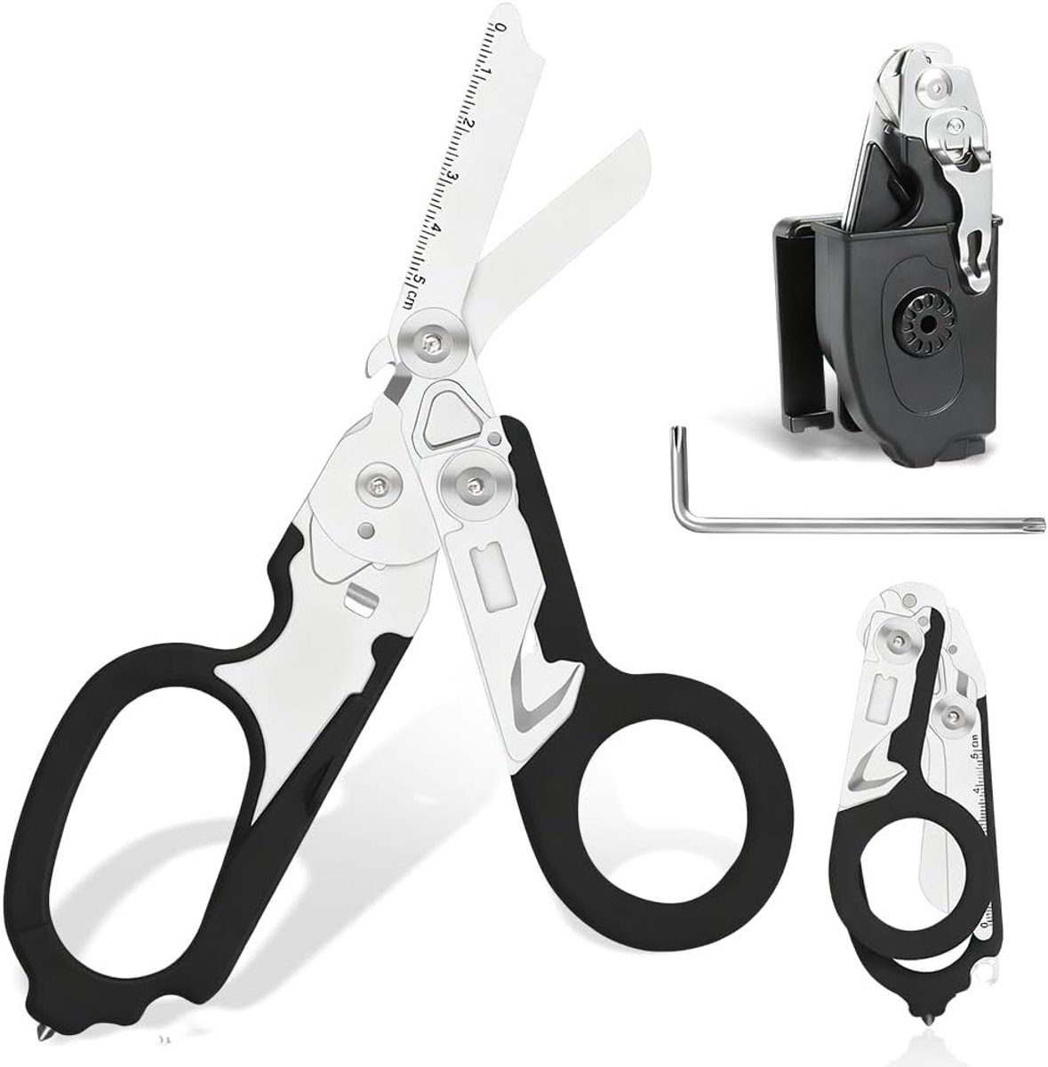 Multifunctionele 6-in-1 Hulp Schaar, Vouwbare Trauma Schaar met Gereedschap en Etui voor Outdoor, Camping en Eerste Hulp