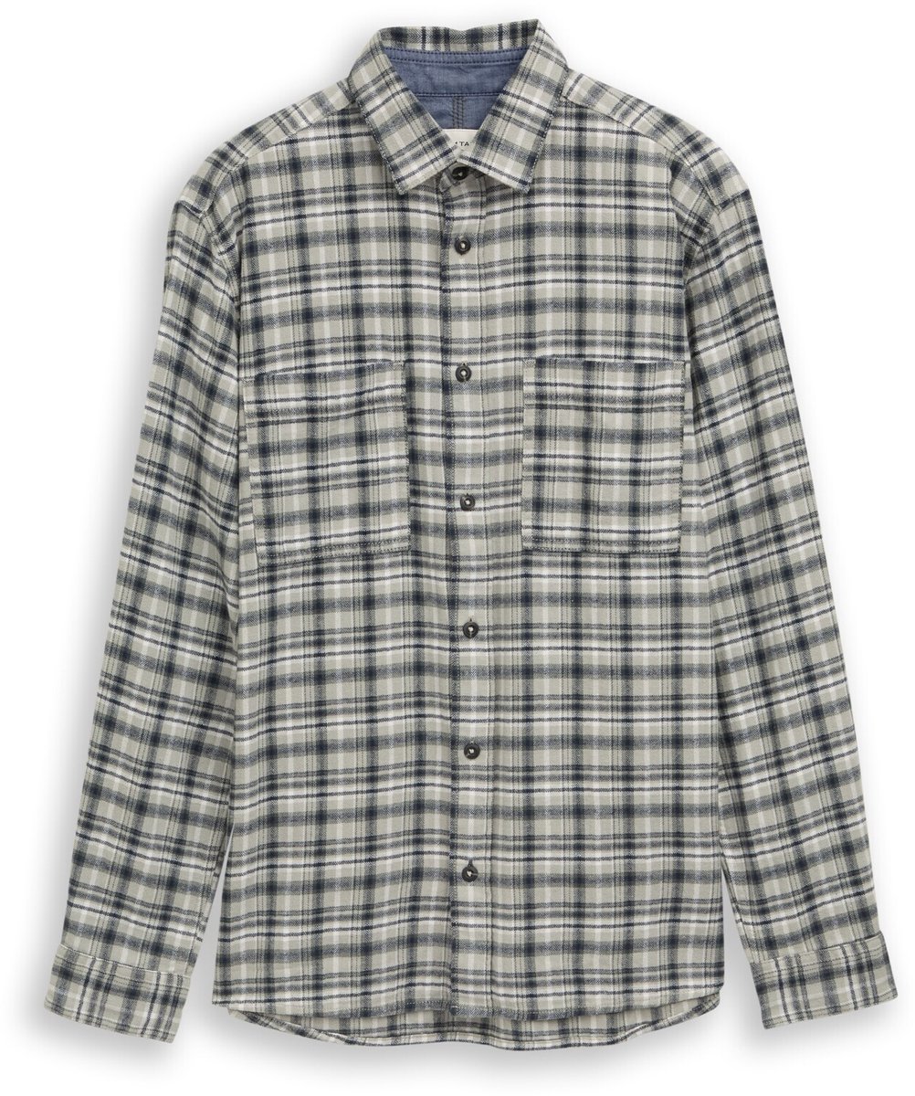 Tom Tailor - Comfort Fit flanellen overhemd met ruitpatroon - Maat M - mint based white blue check