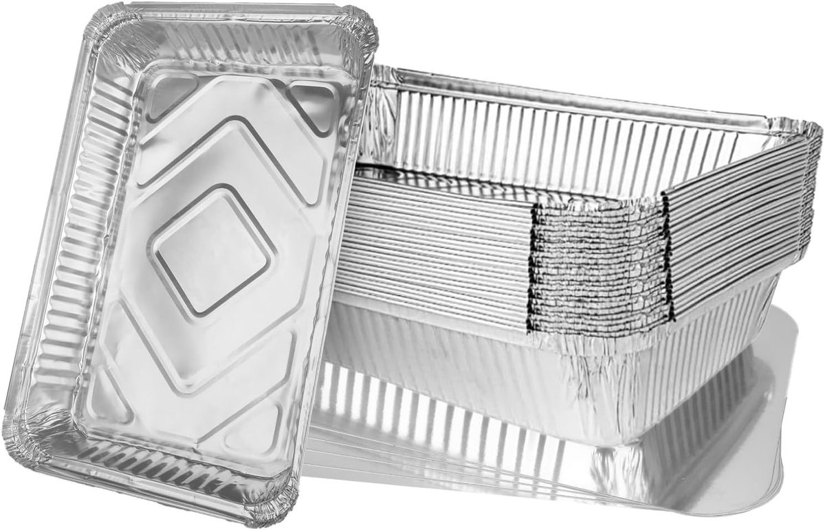30 Stuks Aluminium Wegwerp Grilschalen met Deksel - 2200ml Voor Koken, Grillen en Invriezen