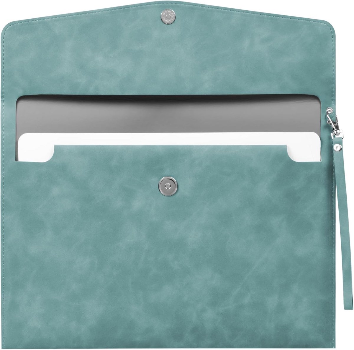 Documententas A4 van PU-leer met handvat, waterdicht en met vakken voor documenten, papier, en tablet - Blauw