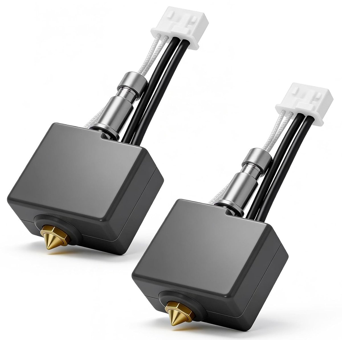 Hotend voor 3D-printer met 0.5 mm messing nozzle, set van 2, geschikt voor verschillende 3D-printers, hoge temperatuur en duurzame prestaties