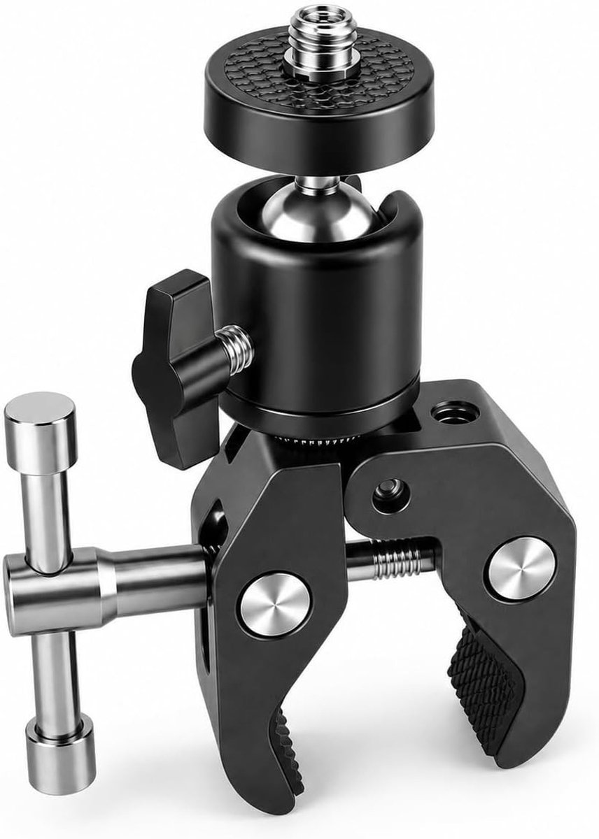Magic arm klem - Zilver - 360° draaibare camerahouder met 1/4 inch schroefdraad - Universele bevestiging voor camera en accessoires