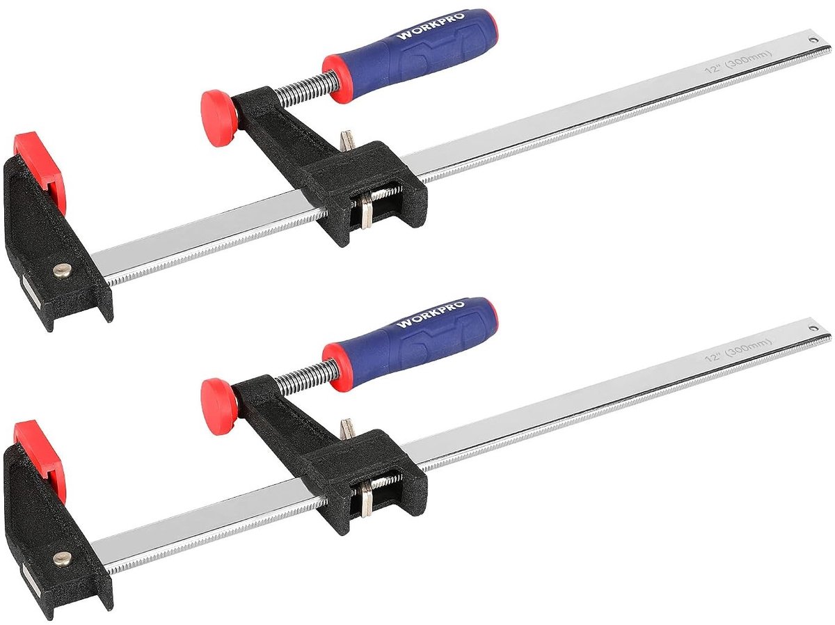 Machineklem - Metaal - 300 mm klembreedte - 2-delige set met snelsluiting en antislip handgrepen - Voor hout- en metaalbewerking