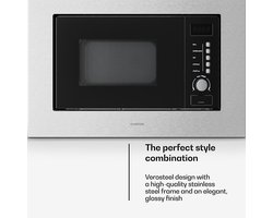 Klarstein Magnetron Verosteel inbouwmagnetron met grill – 20 l, 700 W & 800 W grill, 8 programma's, touchbediening, roestvrij staal, geïntegreerde magnetronoven - 20L - voor Keuken - Timer - RVS - glas Display - Microwave