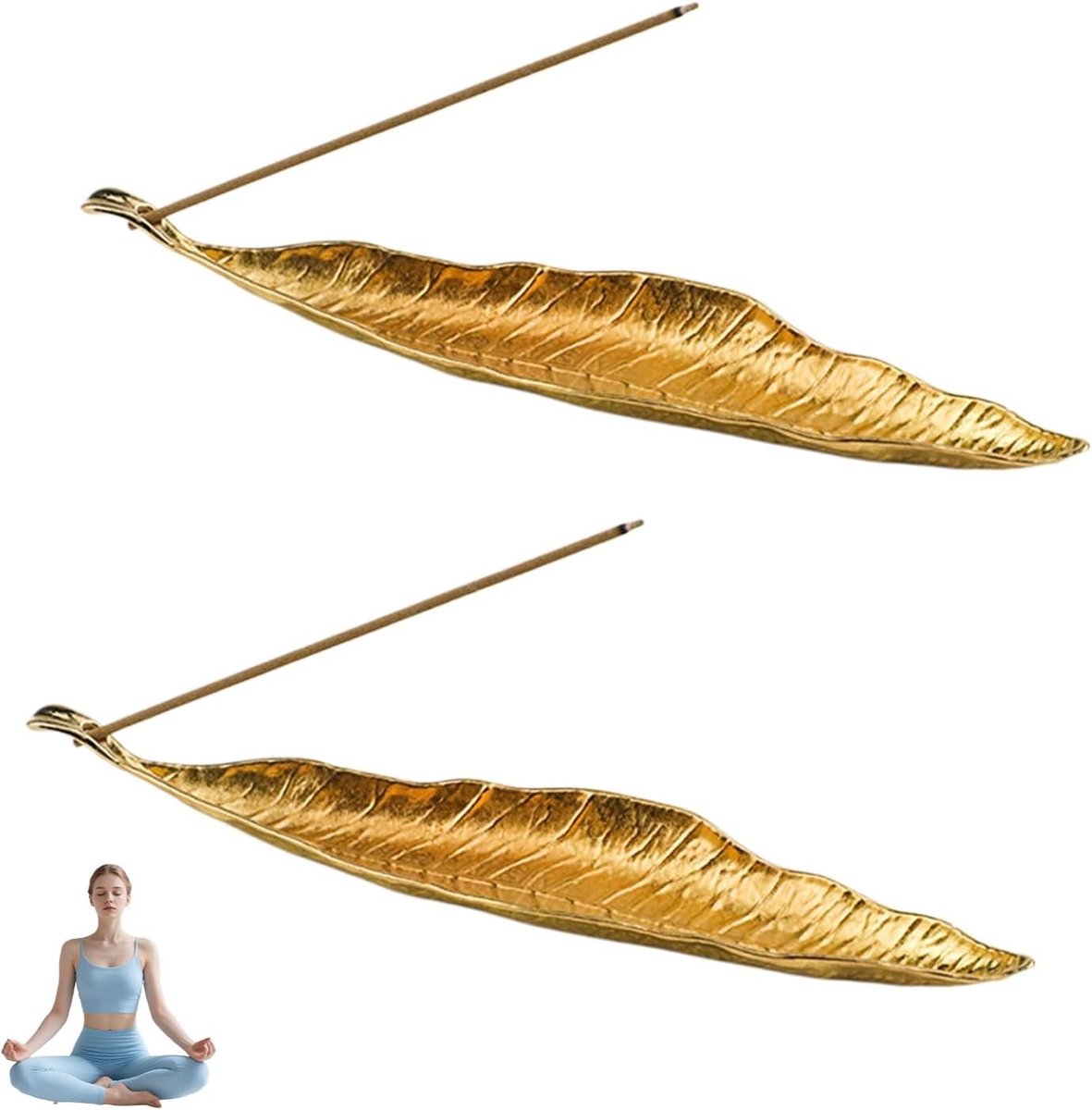 Wierookstokjeshouders set van 2 voor thuis, kantoor en meditatie - ideaal voor yoga en ontspanning (goud)