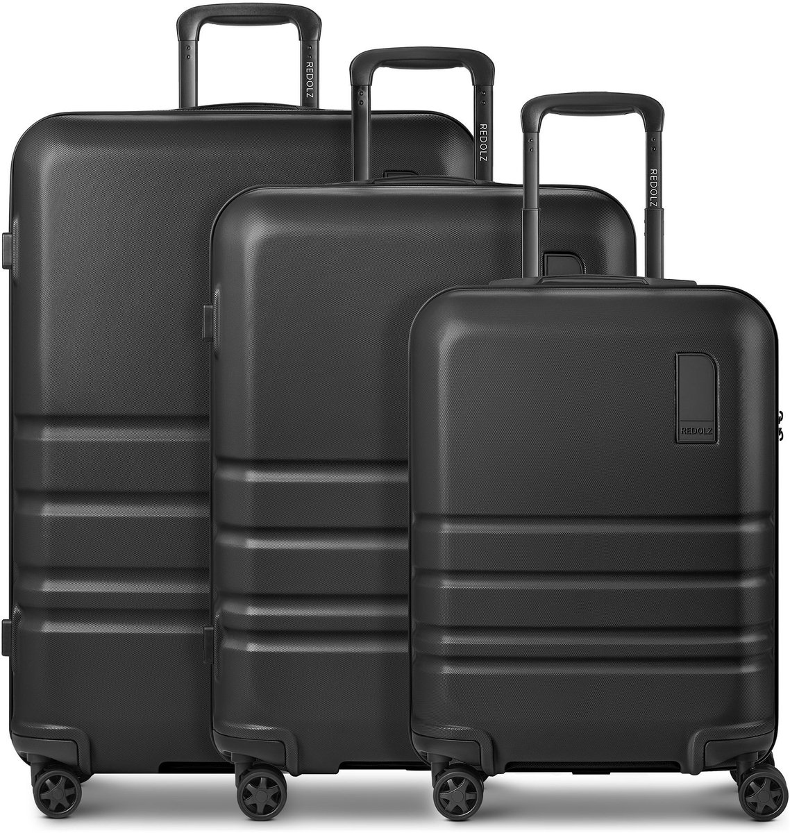 Redolz Pro ABS 4 wielen Kofferset 3-delig met uitbreidingsplooi - Harde bagage - TSA slot - black