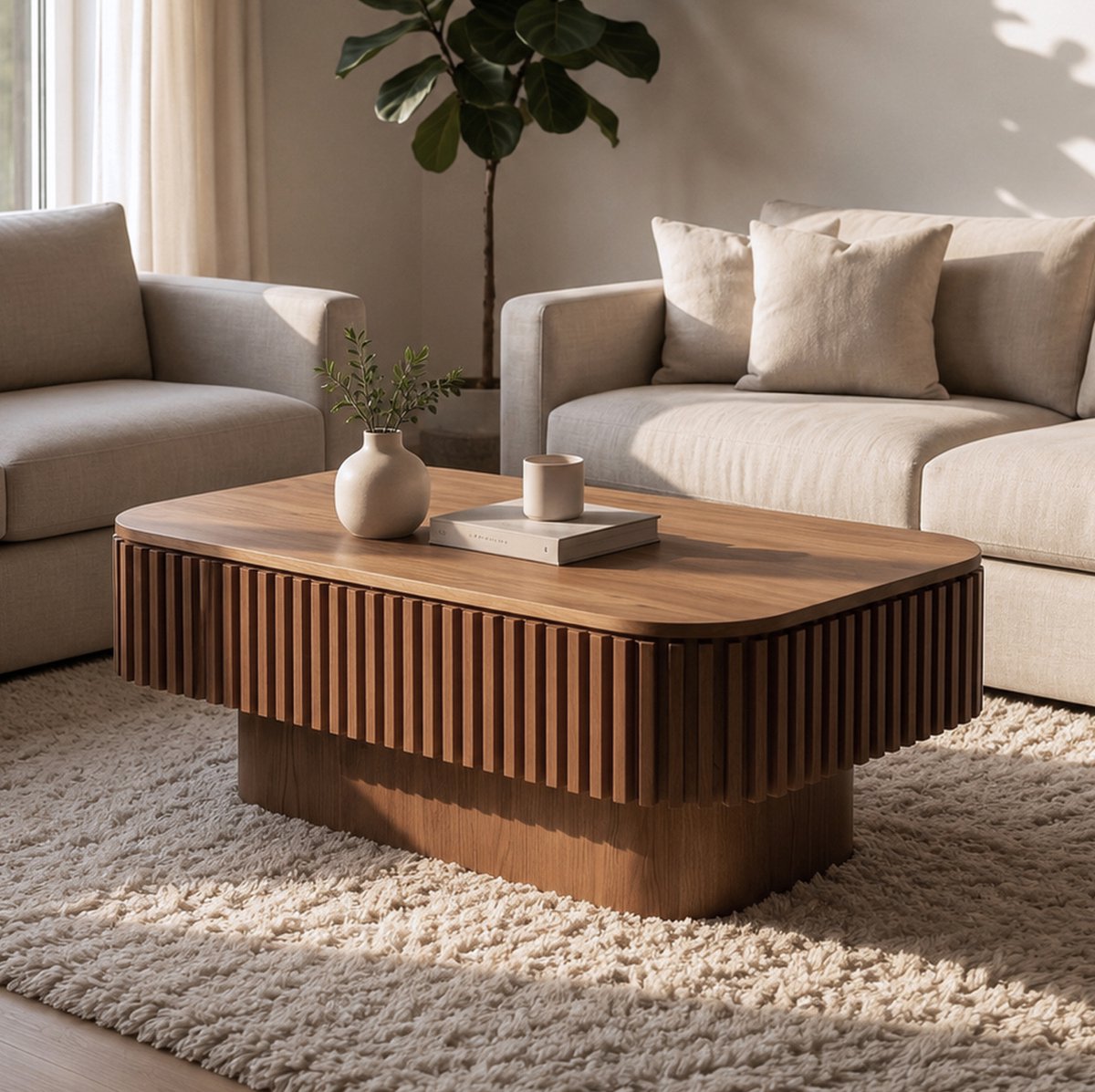 OKWISH Salontafel – Verborgen Opbergruimte Met Afneembaar Klapblad – Voor Woonkamer En Kantoor – Houtlook Walnoot – 98x60x35 cm