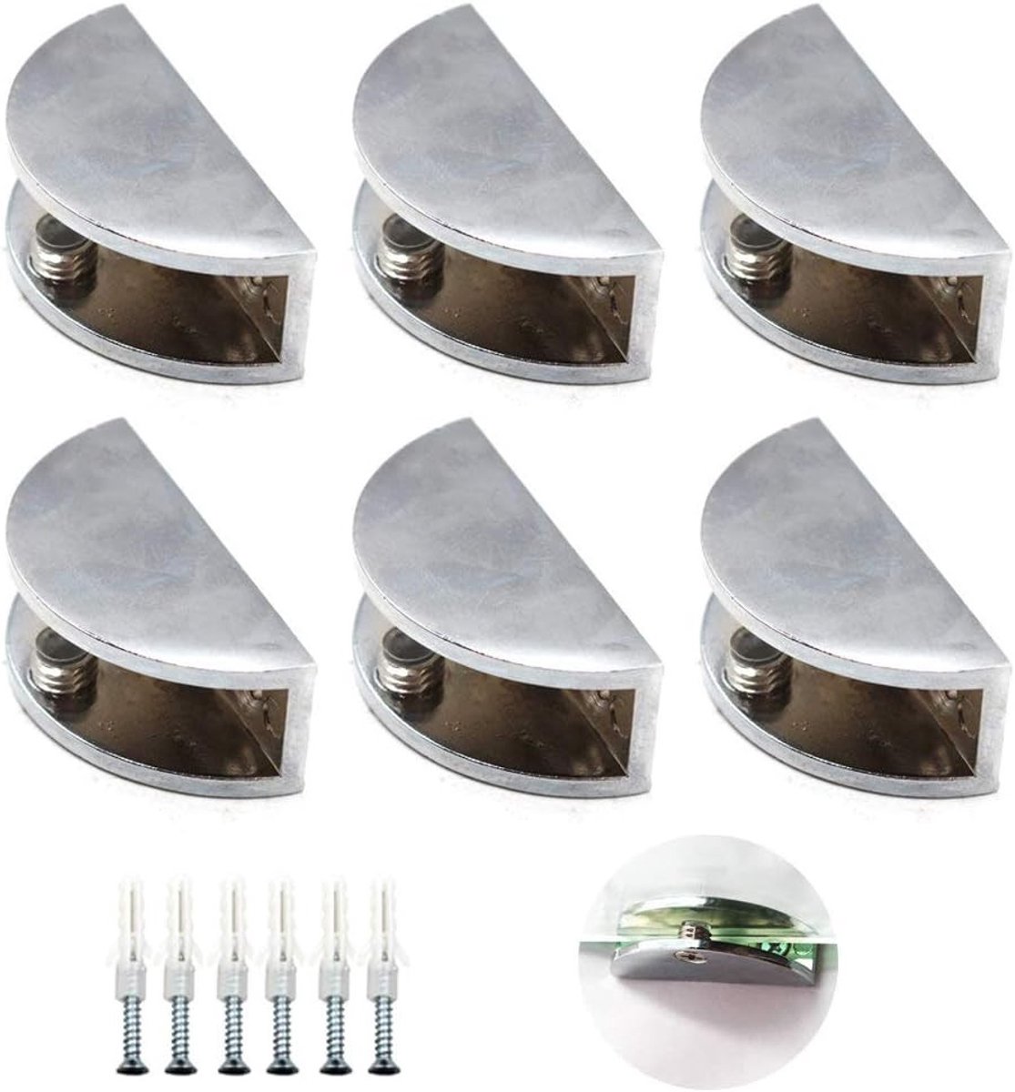 Glassteun Beugel van Zinklegering voor 4-8mm Dikte Glas - Set van 6 voor Veiligheid en Stabiliteit