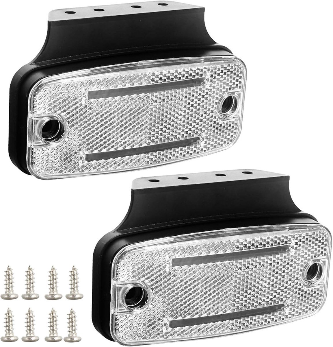 Set van 2 LED zijmarkeringslichten voor aanhangwagens - 12-24V witte achterverlichting en signalering