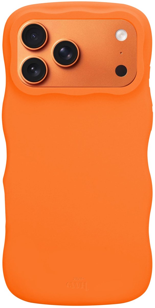 xoxo Wildhearts Silicone Wavy Case - Orange - Geschikt voor iPhone 17 Pro Max - Golvend hoesje - Siliconen hoesje met golven - Wolken telefoonhoesje - Vlekbestendig - Oranje