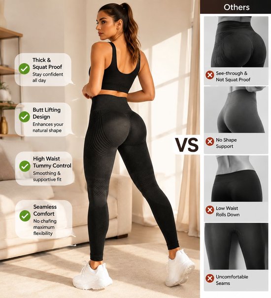Deze compressielegging voor dames heeft een anti-cellulitiswerking, 3D-technologie, een hoge taille, een liftend effect en naadloze weerstandsbanden. De legging is ontworpen om je figuur te vormen en is geschikt voor, fitness en yoga - Zwart XXXL. van Adidas — afbeelding 2