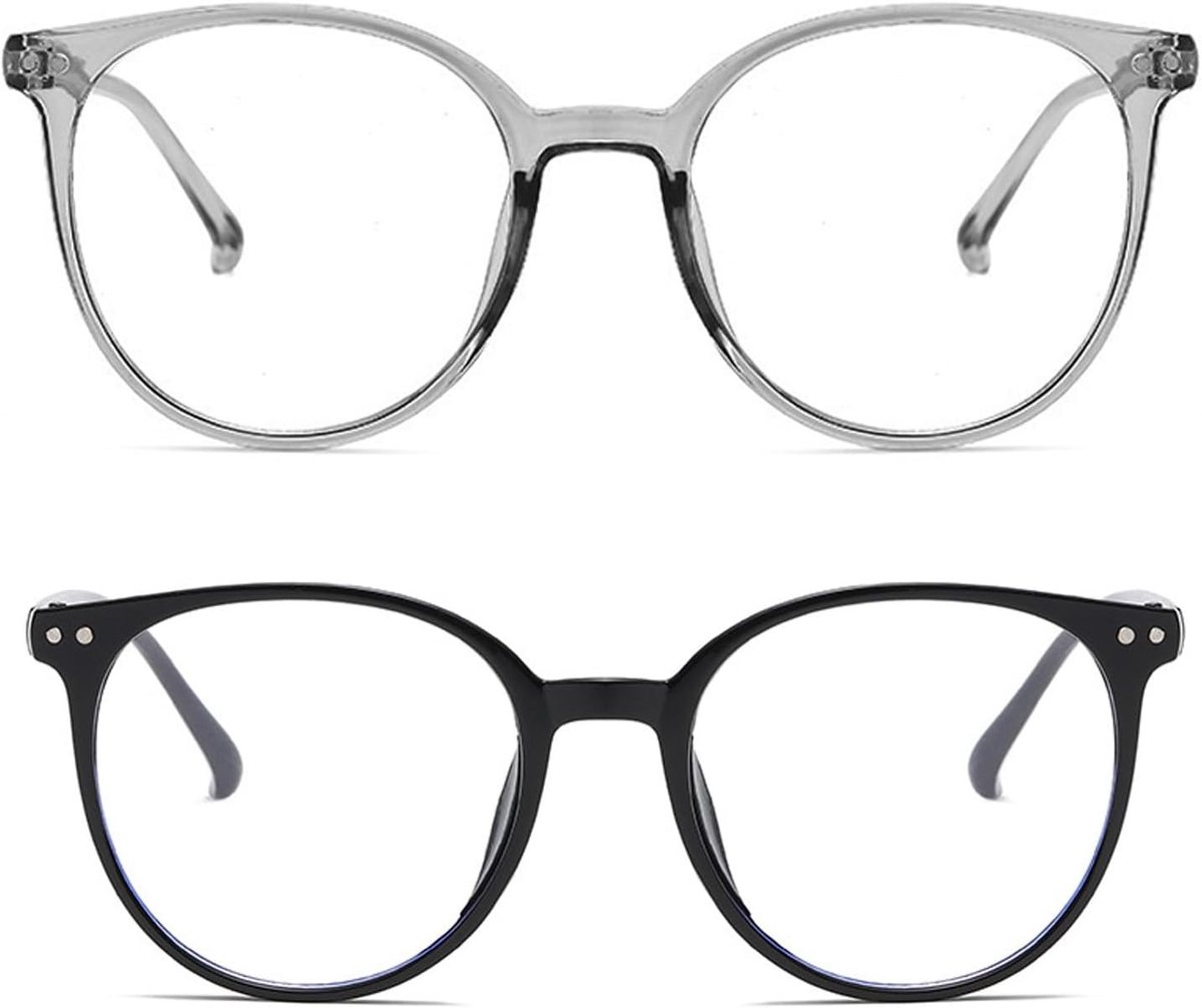 Stijlvolle blauwe lichtfilter brillen met verwisselbare lenzen voor bijziende mannen en vrouwen in zwart en grijs