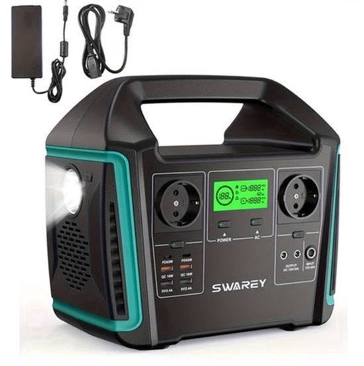 Draagbare Power Station – Mobiele Generator – Solar Generator – Noodstroomvoorziening – Buitenaccu – 1000W Vermogen – 725,76Wh Capaciteit – 2x 1000W AC Uitgang – 2x 65W USB-C Poorten