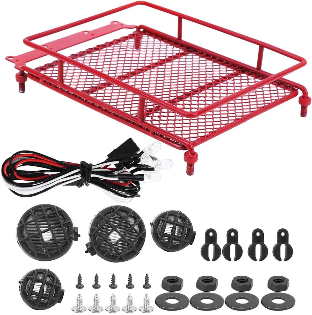 Duurzame Metalen Dakkoffer met LED Verlichting voor 1/12 RC Crawler - Upgrade Accessoire voor MN90/MN90K, Geschikt voor Transport en Avontuur