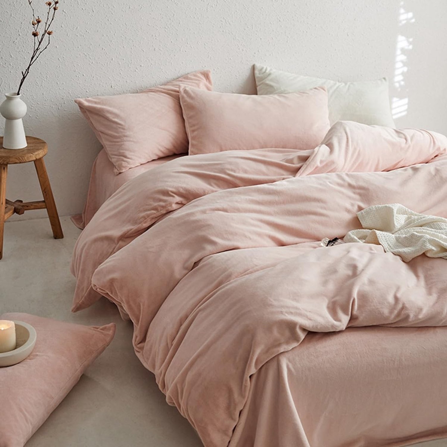 Duraxl Dekbedovertrek - 155 x 220 cm - Microvezel fluweel - Roze