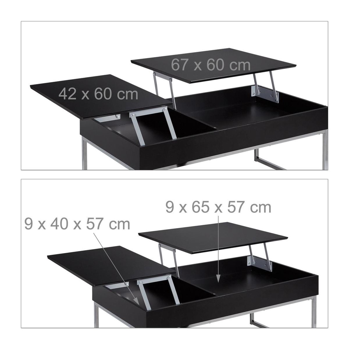 relaxdays Salontafel uitklapbaar - bijzettafel lift mechanisme - design  tafel met... | bol.com