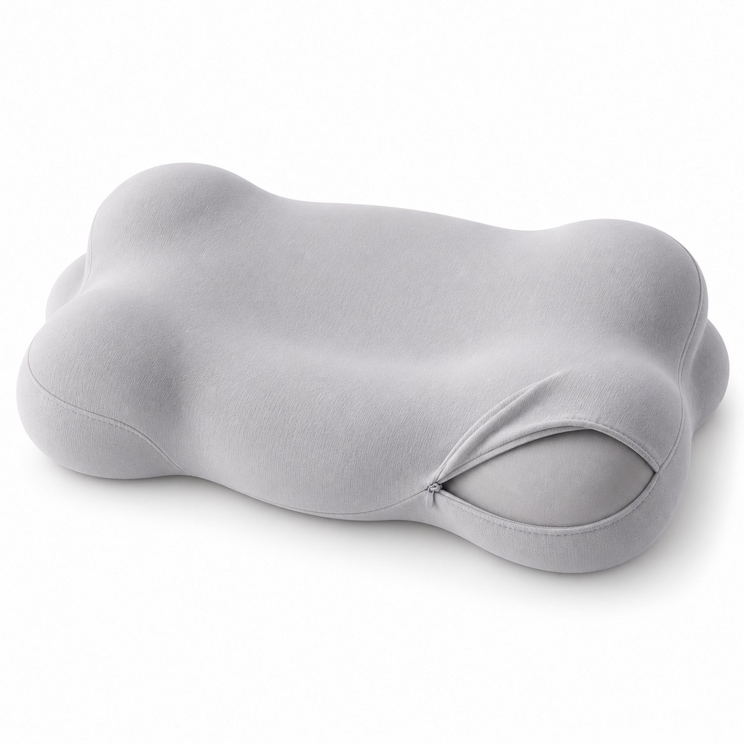VHV Traagschuim hoofdkussen - Ergonomisch kussen - Geheugenschuim - 71x38x13 cm - Met wasbare hoes - Grijze kussensloop - Cloud kussen Grijs