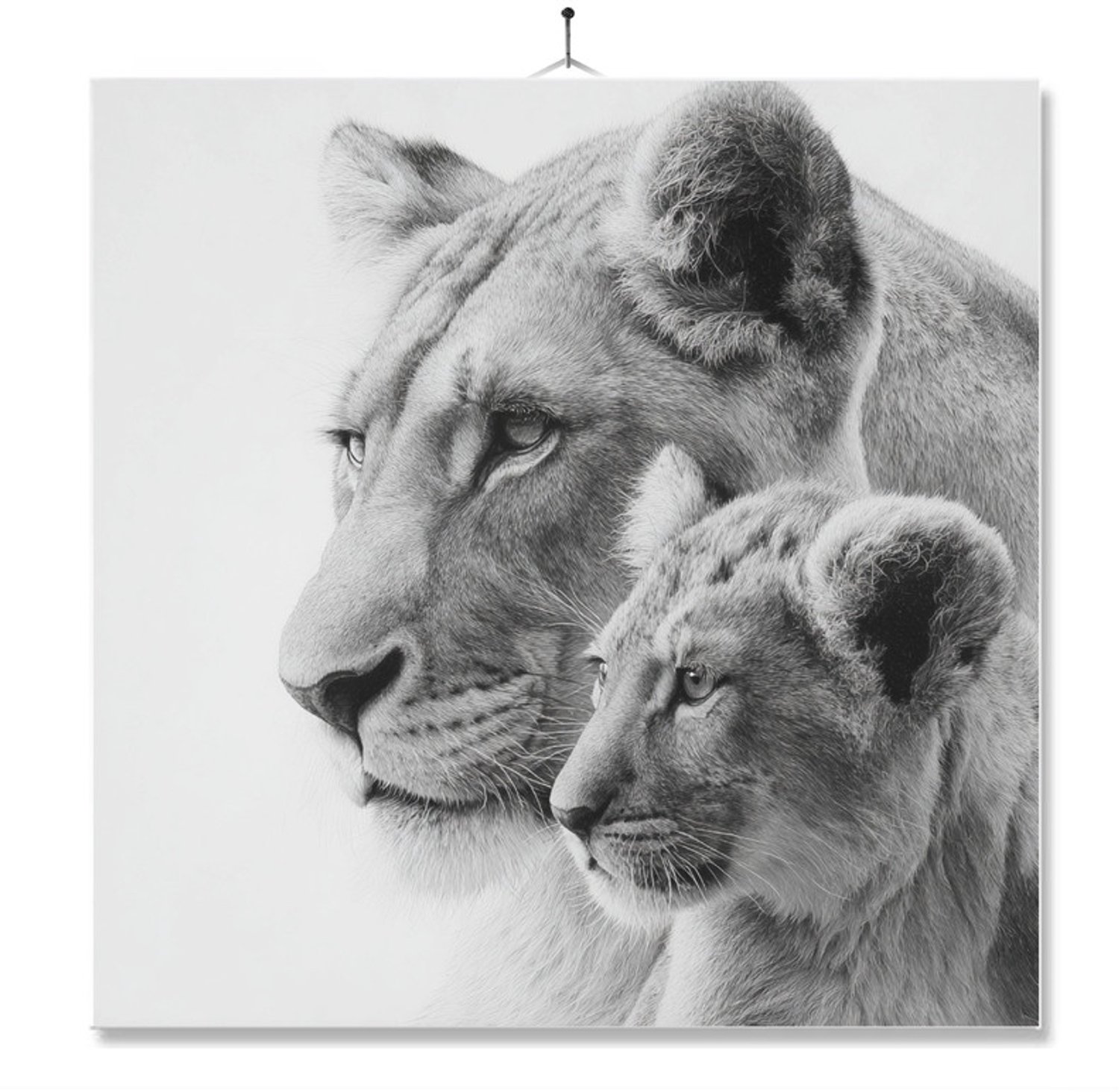 MC Living Tegel Met Opdruk | Leeuwin Met Welpje | Cadeau | Inclusief Geschenkdoos | Standaard | Ophangsysteem ontwerp 3