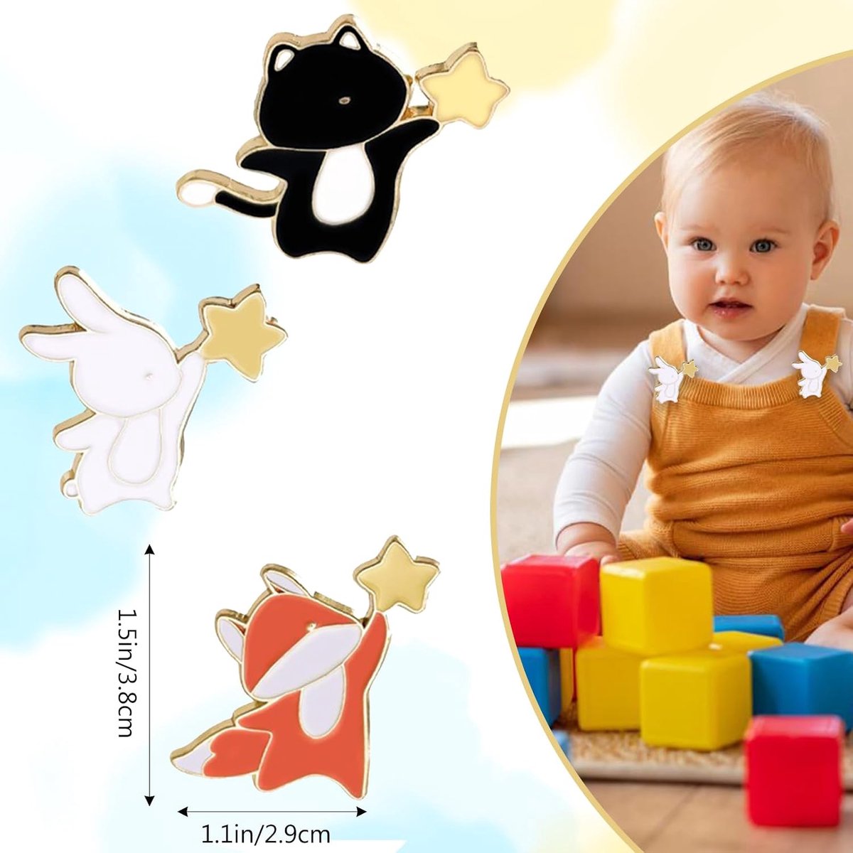 dierspeldset - schattige vossen-, konijnen- en kattenbroche voor kleding, rugzakken, etuis - charmante reversspeldbadge voor decoratie, verzamelobjecten en doordachte geschenken