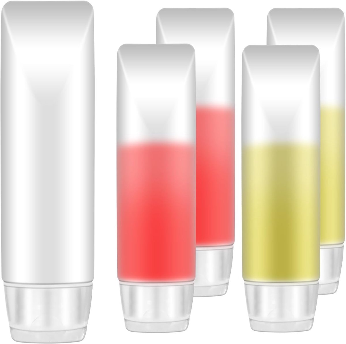 5-delige reisflesjesset, 30 ml doorzichtige cosmetische containers, zachte tubes, reiscontainers, navulbare cosmetische flessen, lege tubes voor het vullen van shampoo, lotion, handcrème