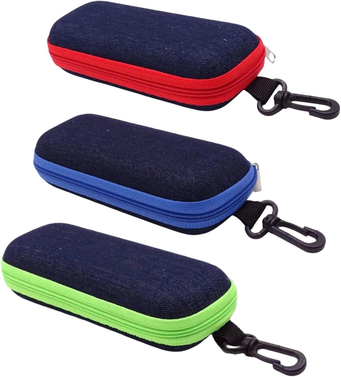 Brillenkoker, 3 stuks modieuze harde brillenkoker draagbare reiszonnebril tas met ritssluiting voor de meeste brilmodellen