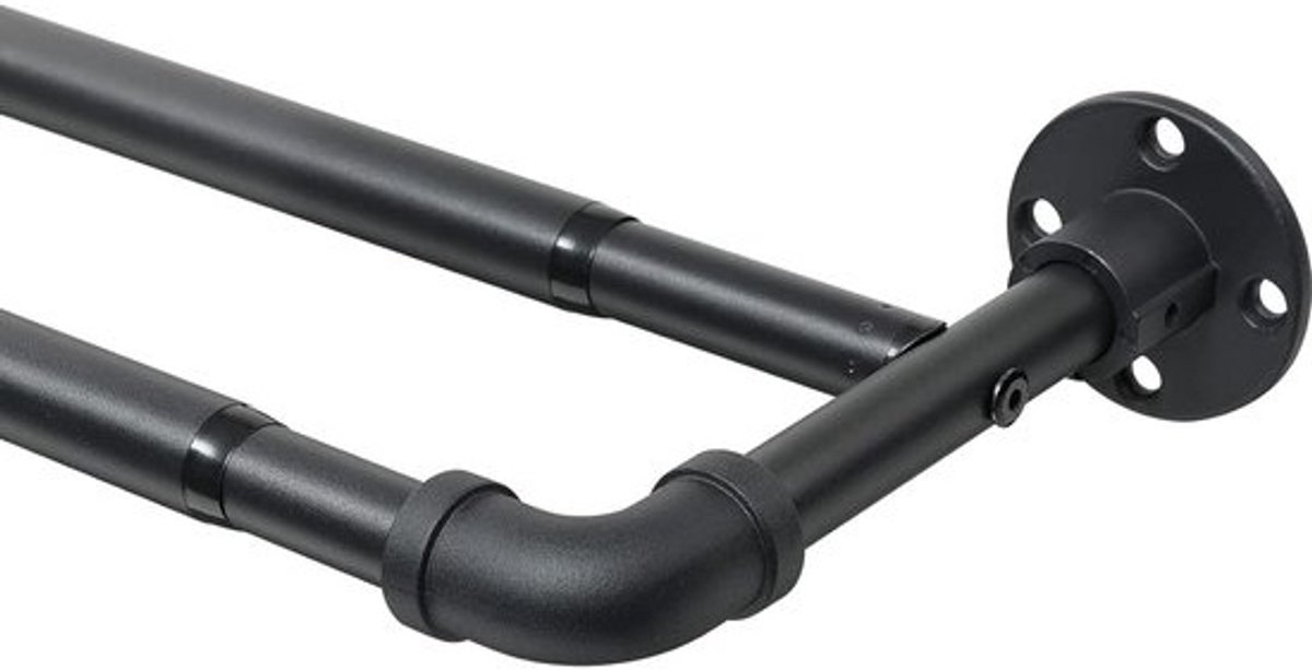 Dubbele Gordijnroede - Gordijnstang Set - Raambekleding Ophangen - Uittrekbaar Design - 74-346 cm - Zwart