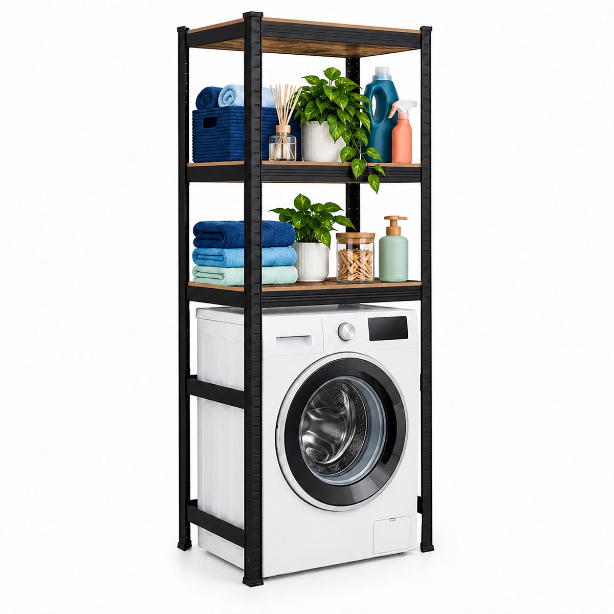Wasmachine rek - 180x70x40 cm - 600 kg - zwart-bruin